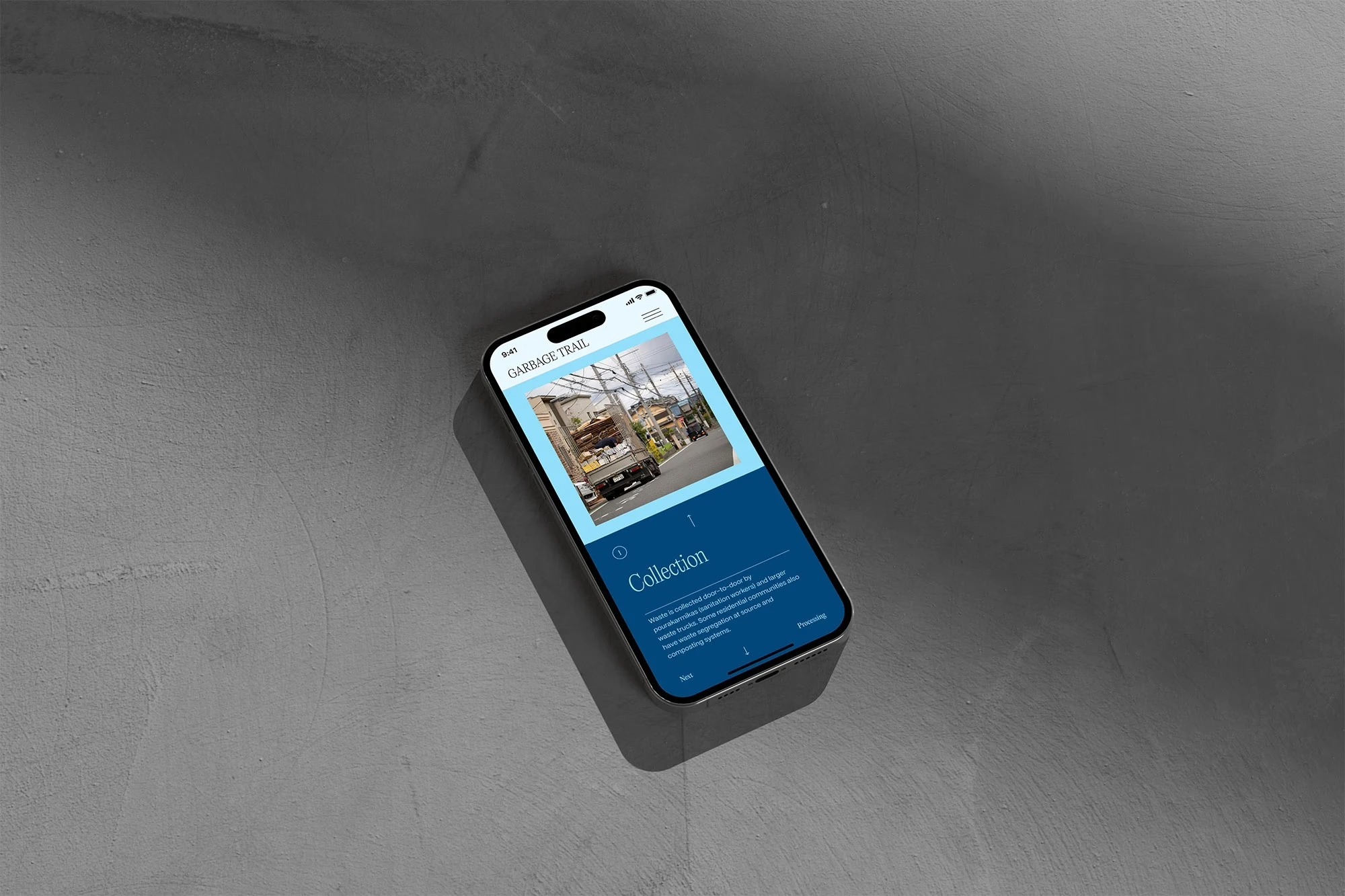 Garbage Trail — phone mockup