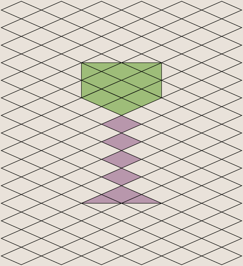 The goblet redrawn on the tiled diamond grid