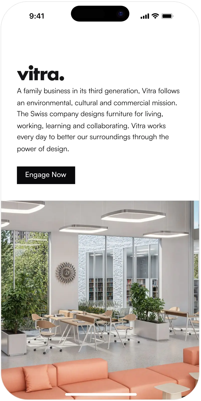 Vitra page on mobile